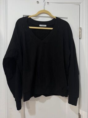 perfectwhitetee Black V-Neck Women's Sweatshirt